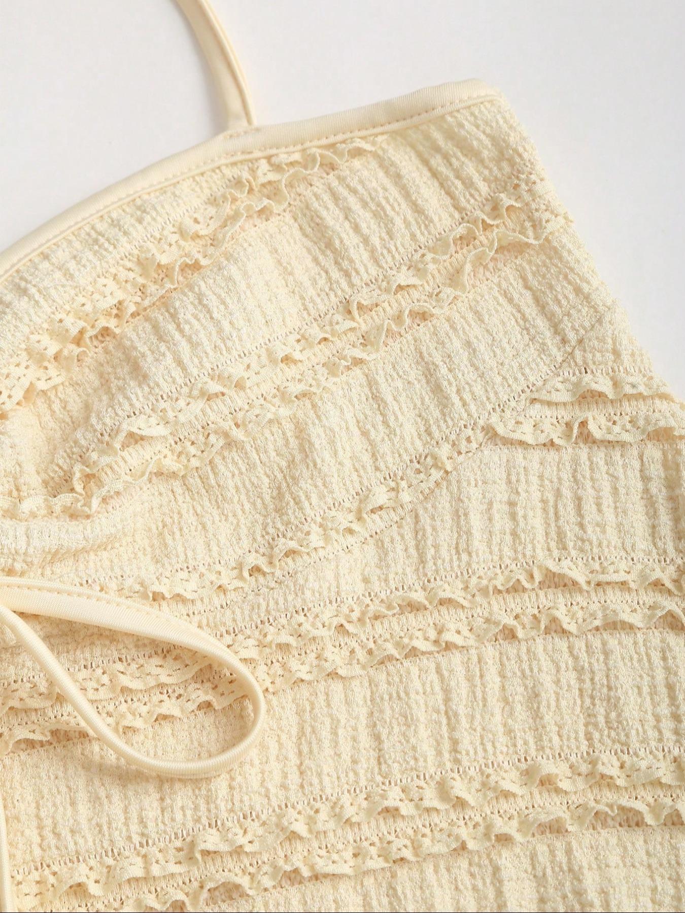 Women's Plain Drawstring Cami Top, Boho Sleeveless Casual Top for Summer, Ladies Clothes for Beach Holiday, Womenswear