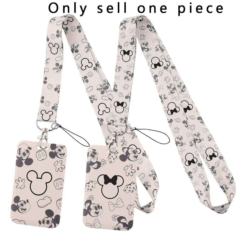 Simple Style Cartoon Mouse Lanyard or Keys Chain ID Credit Card Cover Pass USB Mobile Phone Charm Neck Straps Badge Holder Key Ring Accessories