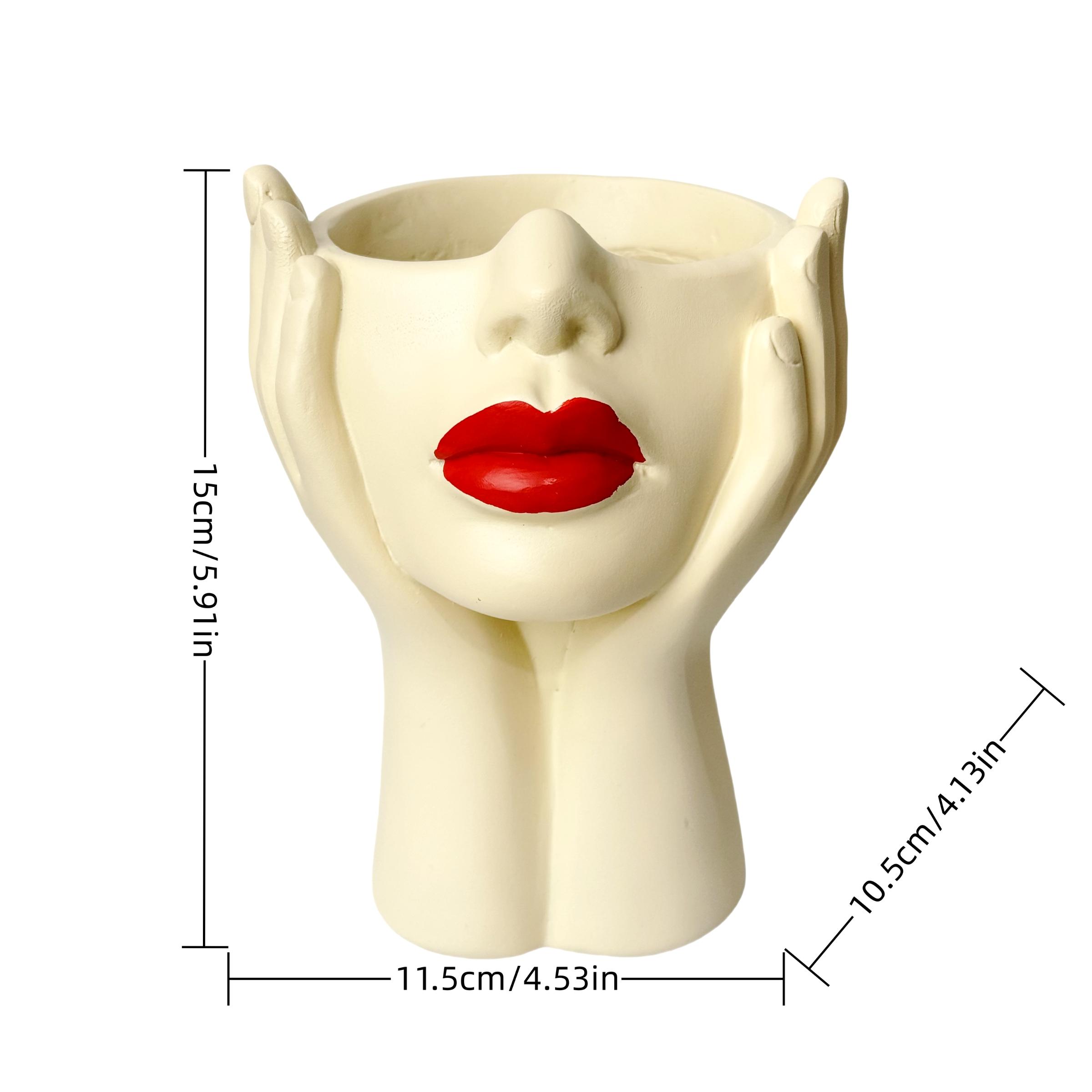 1pc artistic face-shaped flower pot, Planter Pots, makeup brush bucket, a highly designed and practical Decorative garden and courtyard home decoration item, the top choice for soft furnishings, a desktop beauty tool storage