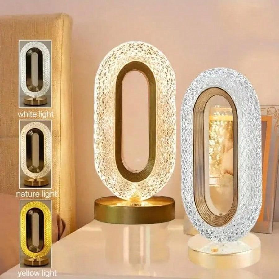 Portable Artificial Crystal Table Lamp, Desk Lamp, USB Rechargeable 3-Color-Changing Touch Control Night Light, Bedside Lamp, Decorative Light For Home Living Room Bedroom