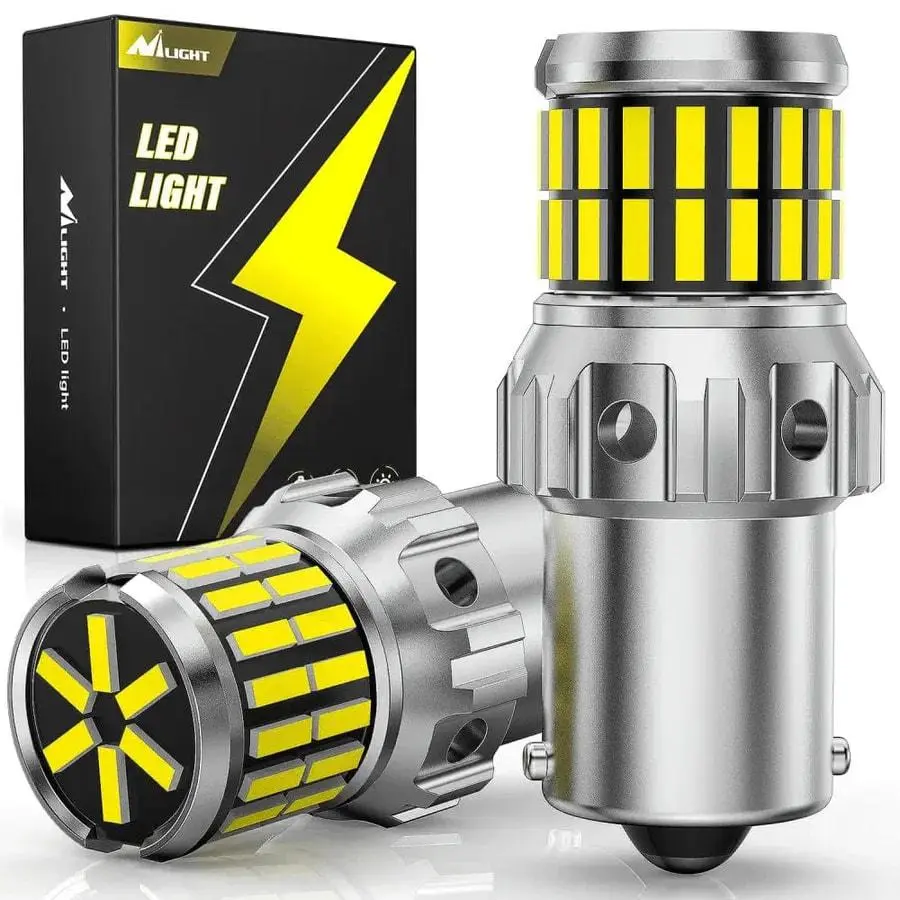 Nilight LED Headlight Bulbs (Pair Pack), BA15S Type DC 12V 1156 4014 63SMD 7506 1003 1141 P21W, Super Bright, Waterproof, Long-Lasting, Easy to Install, Car Lights, Turn Signal Lights