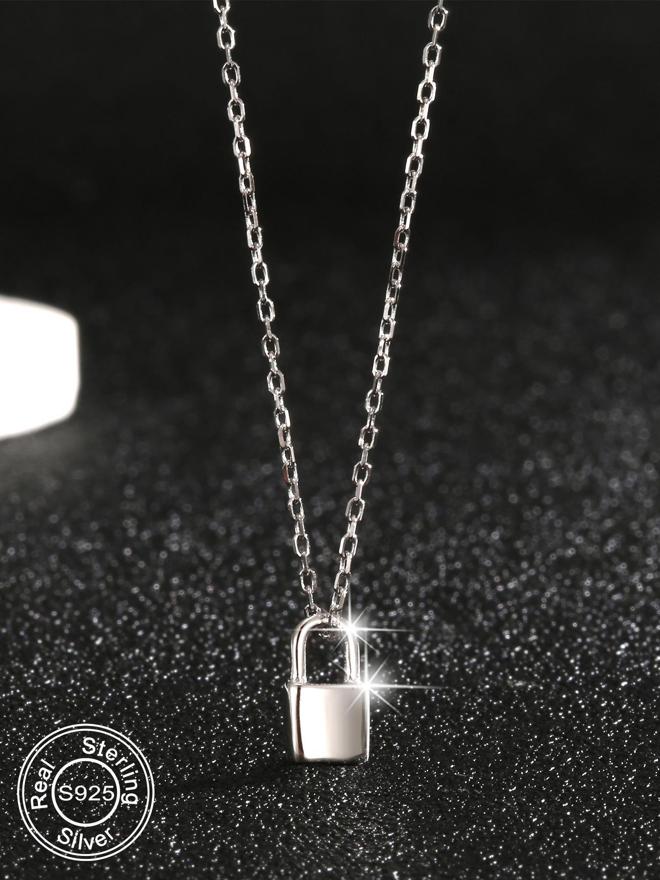 S925 Sterling Silver Creative Design Lock Pendant Necklace for Women, Fashion Jewelry for Party, Daily Clothing Decor, Trendy All-match & Exquisite Jewelry for Gift, Key Pendant Necklace