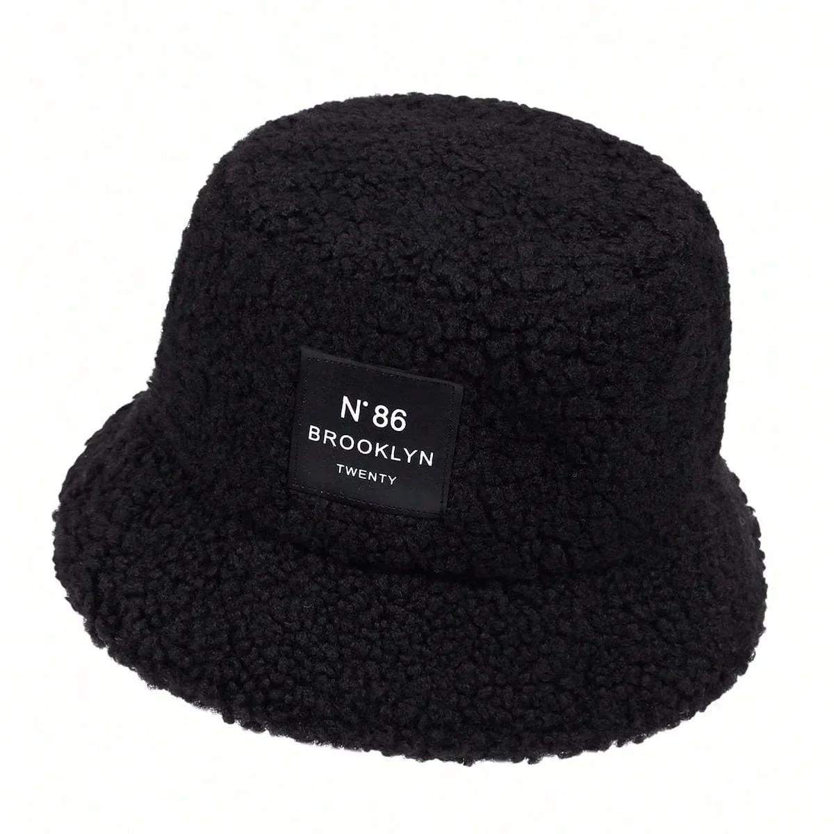 Unisex N86 Brooklyn Label Lambhair Bucket Hats Warm Fishermen Caps Outdoor Casual Cap Sunscreen Hat