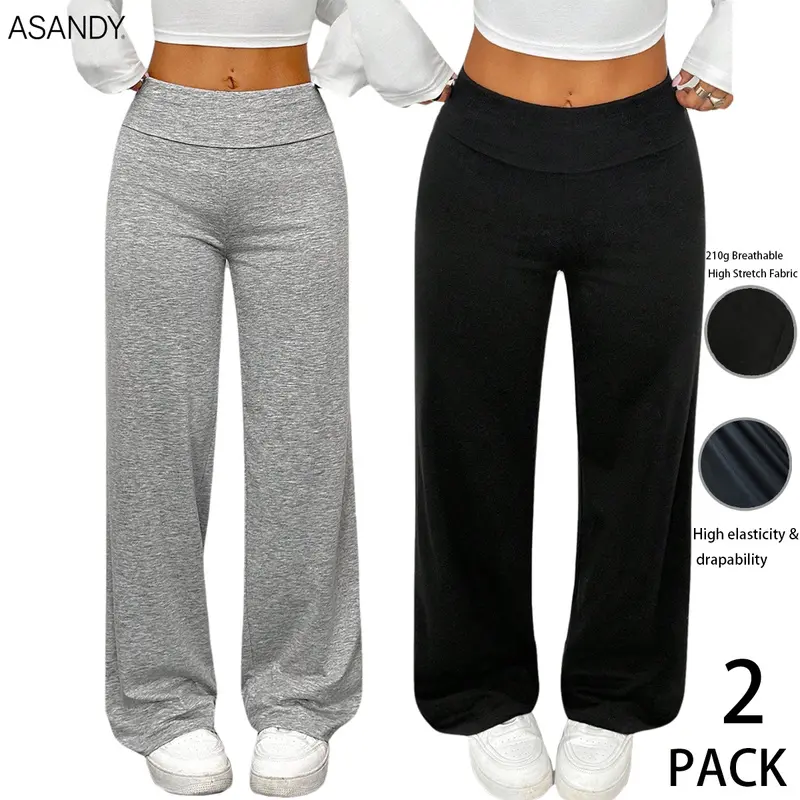 ASANDY  Women High Waist Wide Leg Yoga Pants Tummy Control Butt Lifting Stretch Athletic Workout Pants Soft Breathable Casual Lounge Sweatpants for Running Pilates Daily Outdoor Activities
