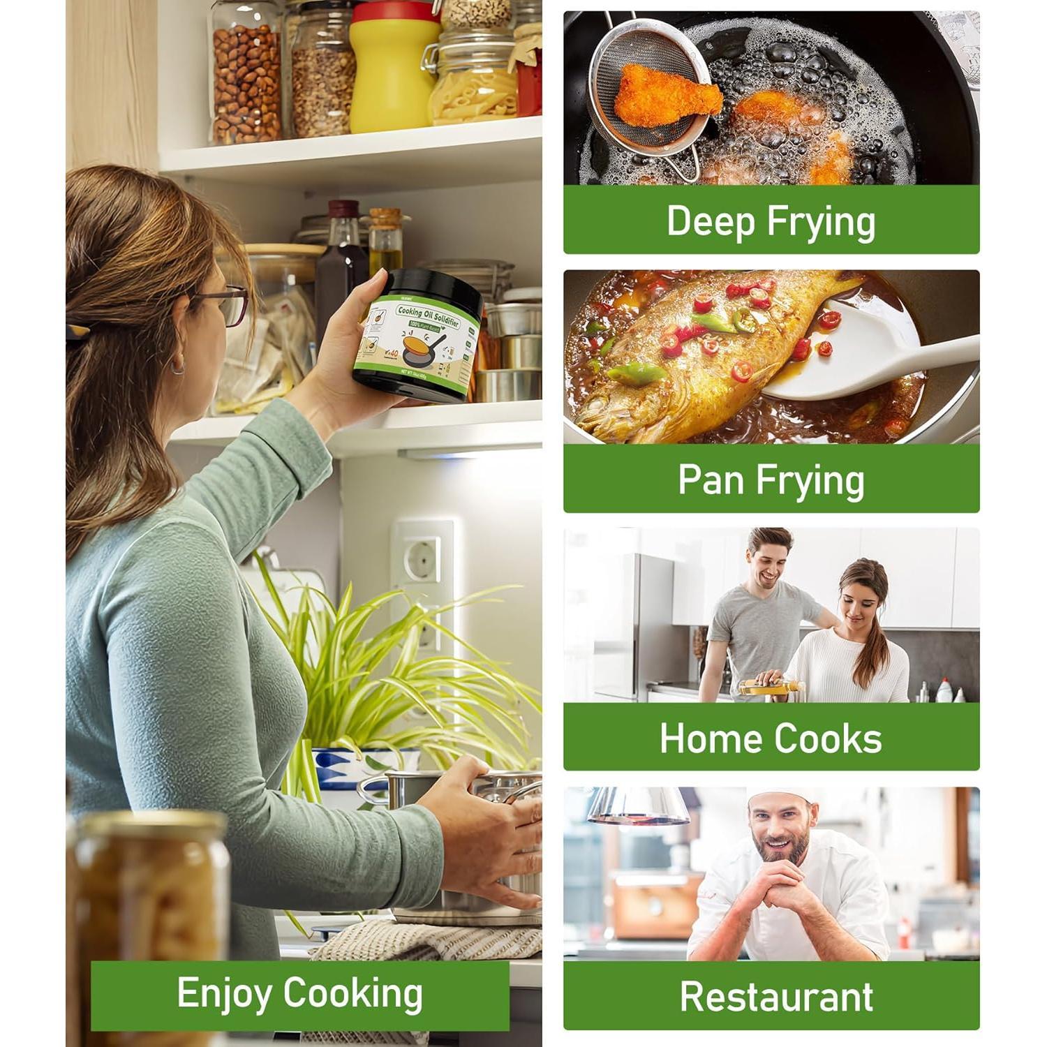 Cooking Oil Solidifier, Solidifies Up to 40 Cups from Mess,  -Based  Oil Solidifying ,  Hardener Disposal for Kitchen