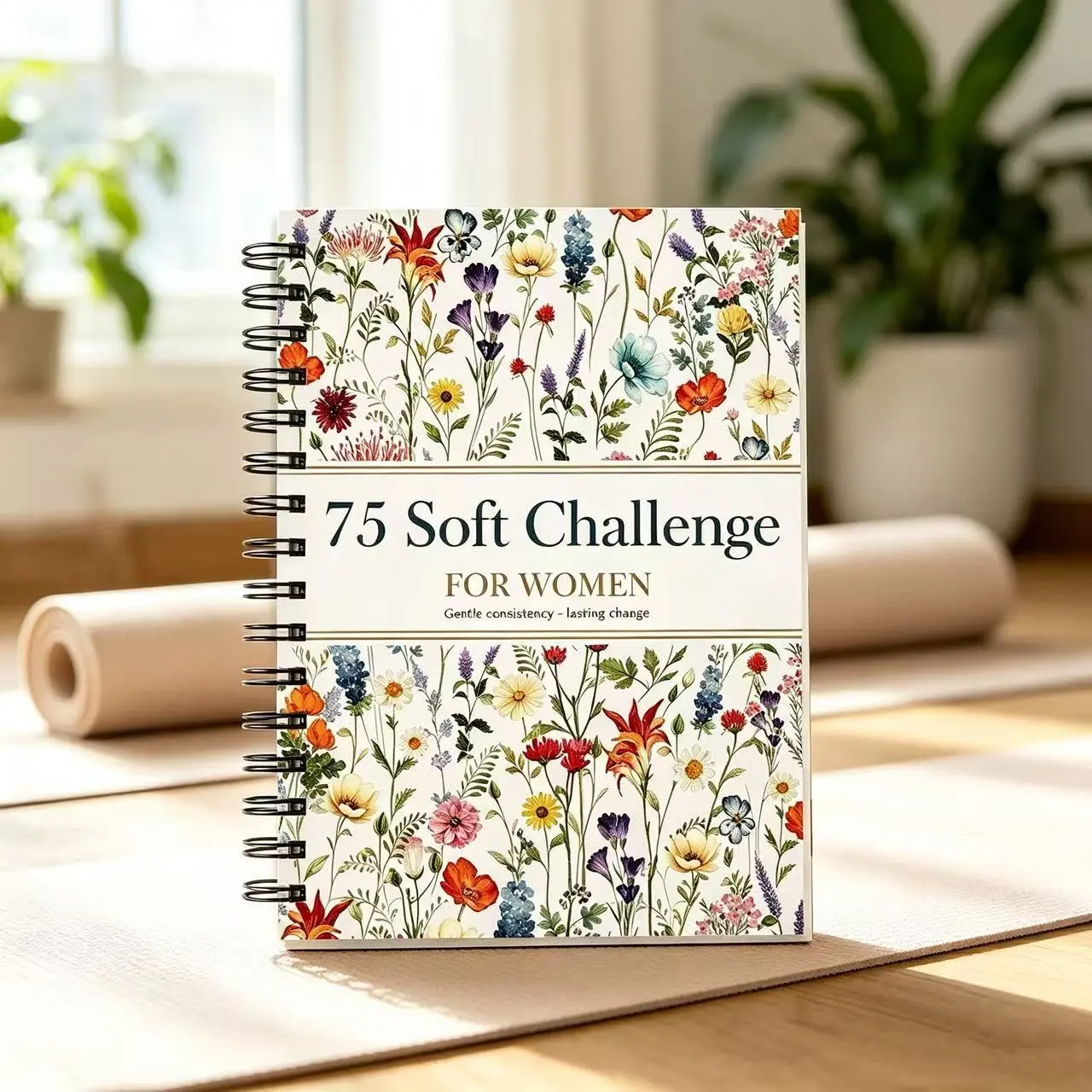 75-Day Gentle Transformation Challenge Book, Luxury Health Management Journal, Wellness Journal, Daily Exercise Diet Mood Self-Discipline Planner, Check-In Notebook