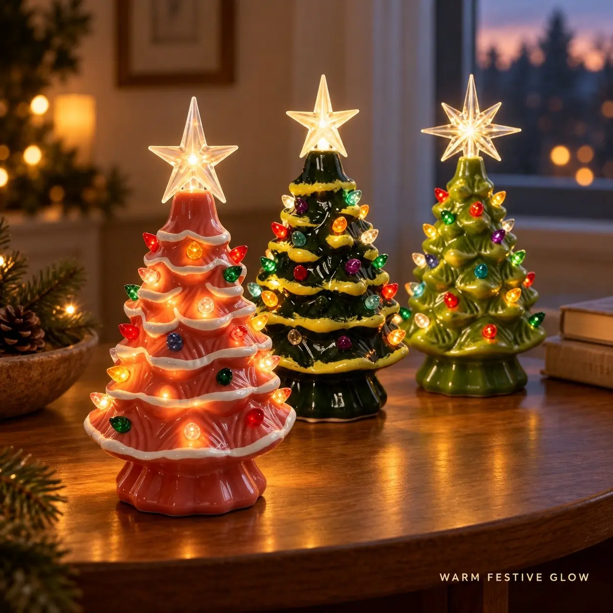 Christmas Tree Desktop Ambiance Light, Colorful LED Bulbs, Star Top Design, Battery Powered, Indoor Decor, Holiday Gift Idea, Light Up Tree