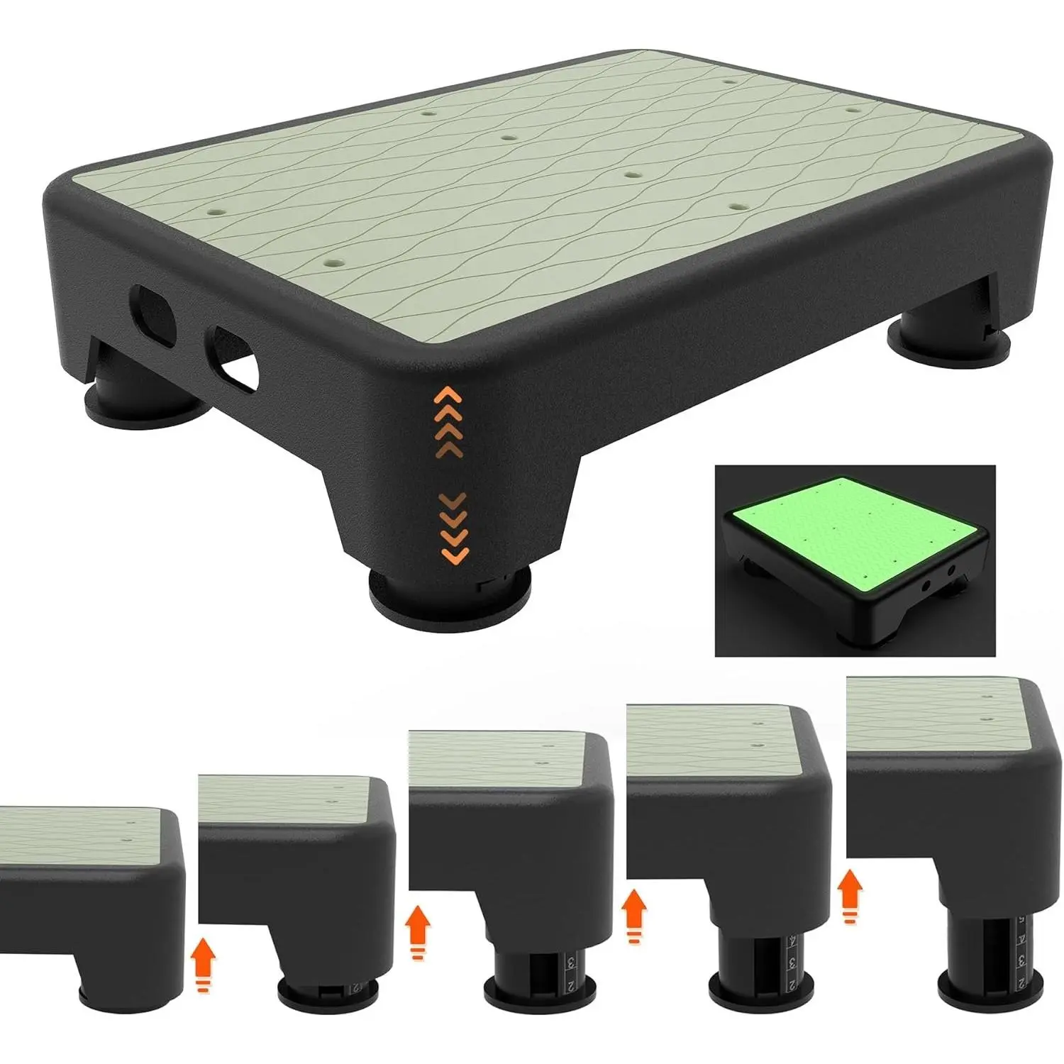 5-Level Adjustable Step Stool, Noctilucent Bedside Step, 700 LBS Capacity Safety Step Platform, Indoor Foot Stool for Seniors and Kids, Wide Step Stools Elderly Assistance at Night