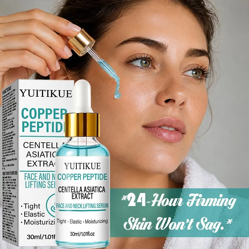 Yuitikue Anti-Sagging Blue Copper Peptide Face Neck Essence, Deep Hydration Tightening Lifting Serum, Suitable for All Skin Types, 30ML
