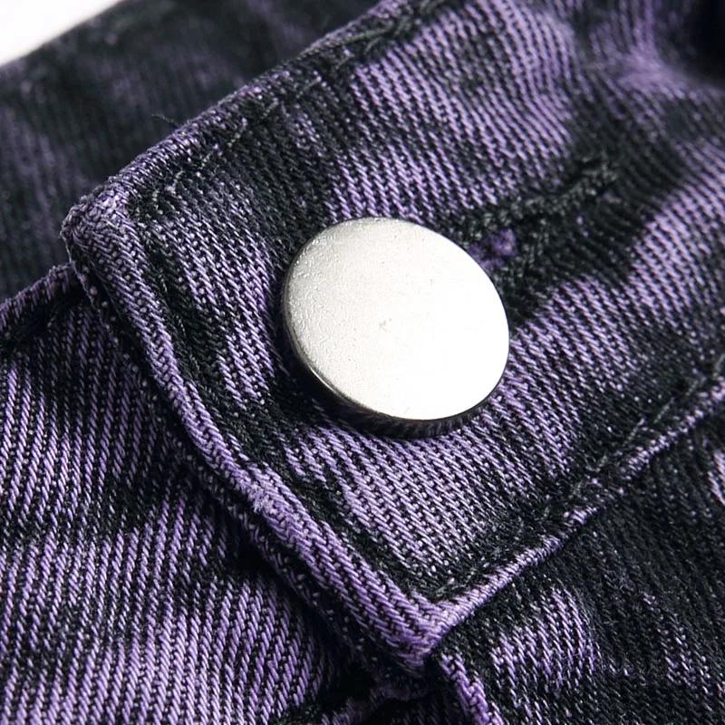 Kyn Apparel Retro Purple Black Ripped Jeans High Street Korean Version Jeans Y2k Baggy Jeans Stacked Jeans Mens Cargo Pants