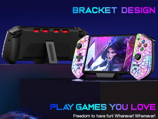 Switch Controller for Nintendo Switch/OLED,Pro Controller for Handheld Grip with Hall Effect Joystick,One-Piece Switch Joy Con with Turbo/Programmable/6-Axis/Vibration/RGB/4 Games Card Slot