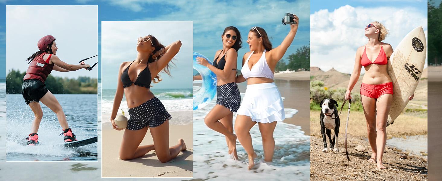 Women's High Waisted Swim Bottoms (Available in Plus) Full Coverage Bikini Swimsuit Bottoms