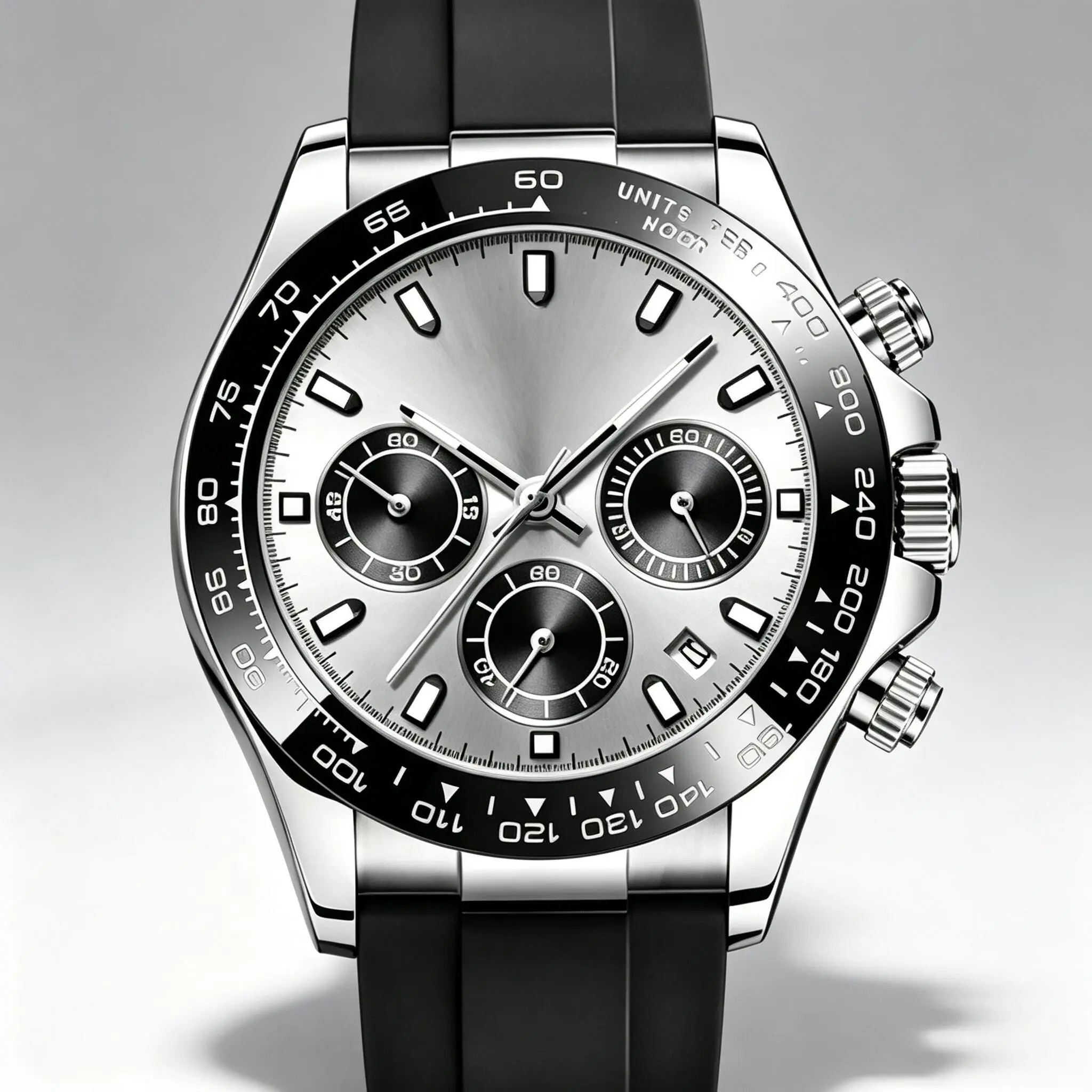 Men’s Light Rubber Band Racing Chronograph Watch, Silver Casing, Versatile Business & Sports Wristwatch
