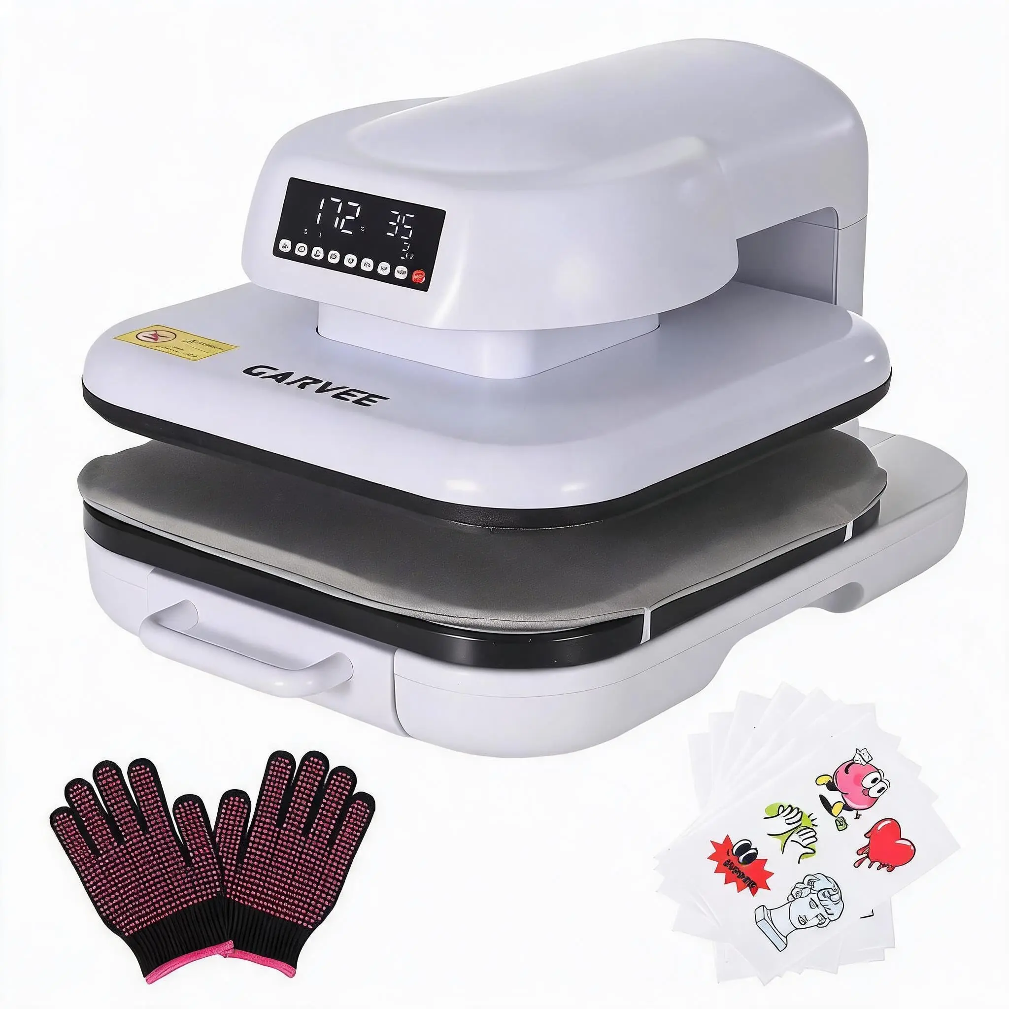 GAOMON 15x15 Auto Heat Press Machine for Professional T-Shirt Printing - Fast Even Heating, Adjustable Pressure, Accurate Temperature, Digital Timer, Digital Display, 4 Memory Modes