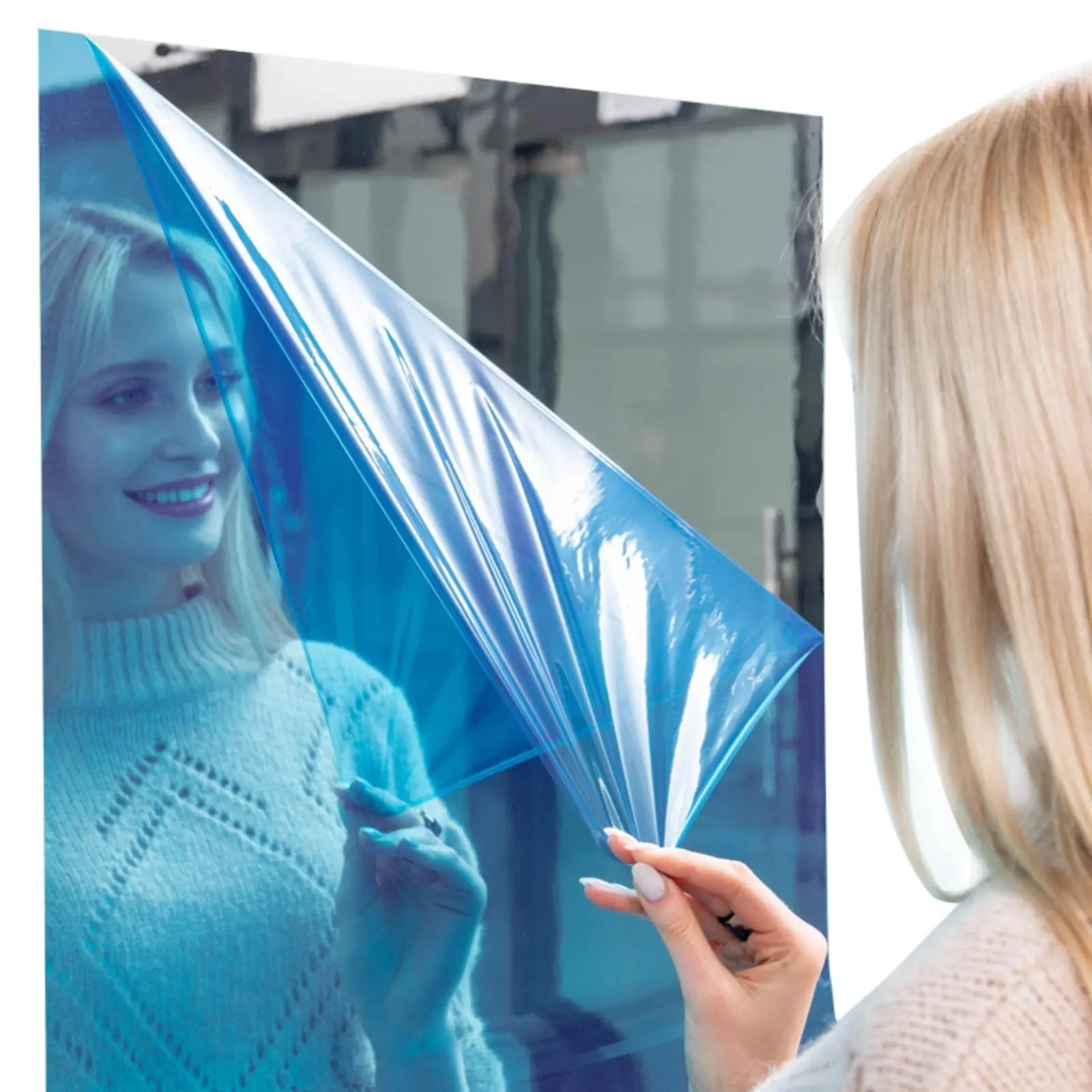 Self-adhesive mirror sticker with backing tape, soft glass mirror for self-service/glass doors, home use, full-length mirror, Instagram‑style bedroom reflective film