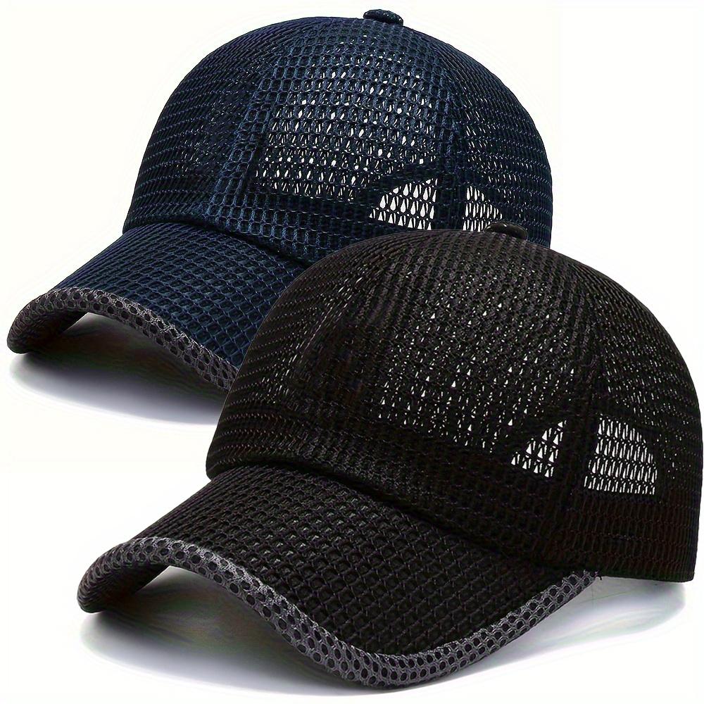 2pcs Men's Summer Outdoor Leisure Sunscreen Fishing Hat Breathable Mesh Baseball Hat Duck Tongue Hat