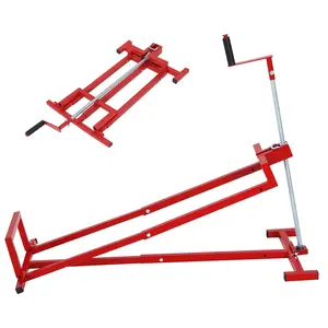 Heavy-Duty Lawn Mower Lift Jack with 880 lbs max loading capacity, collapsible telescopic frame and manual crank lifting design, reliable maintenance hoist for riding lawn tractors, zero turn lawn mowers and ATV routine repair service