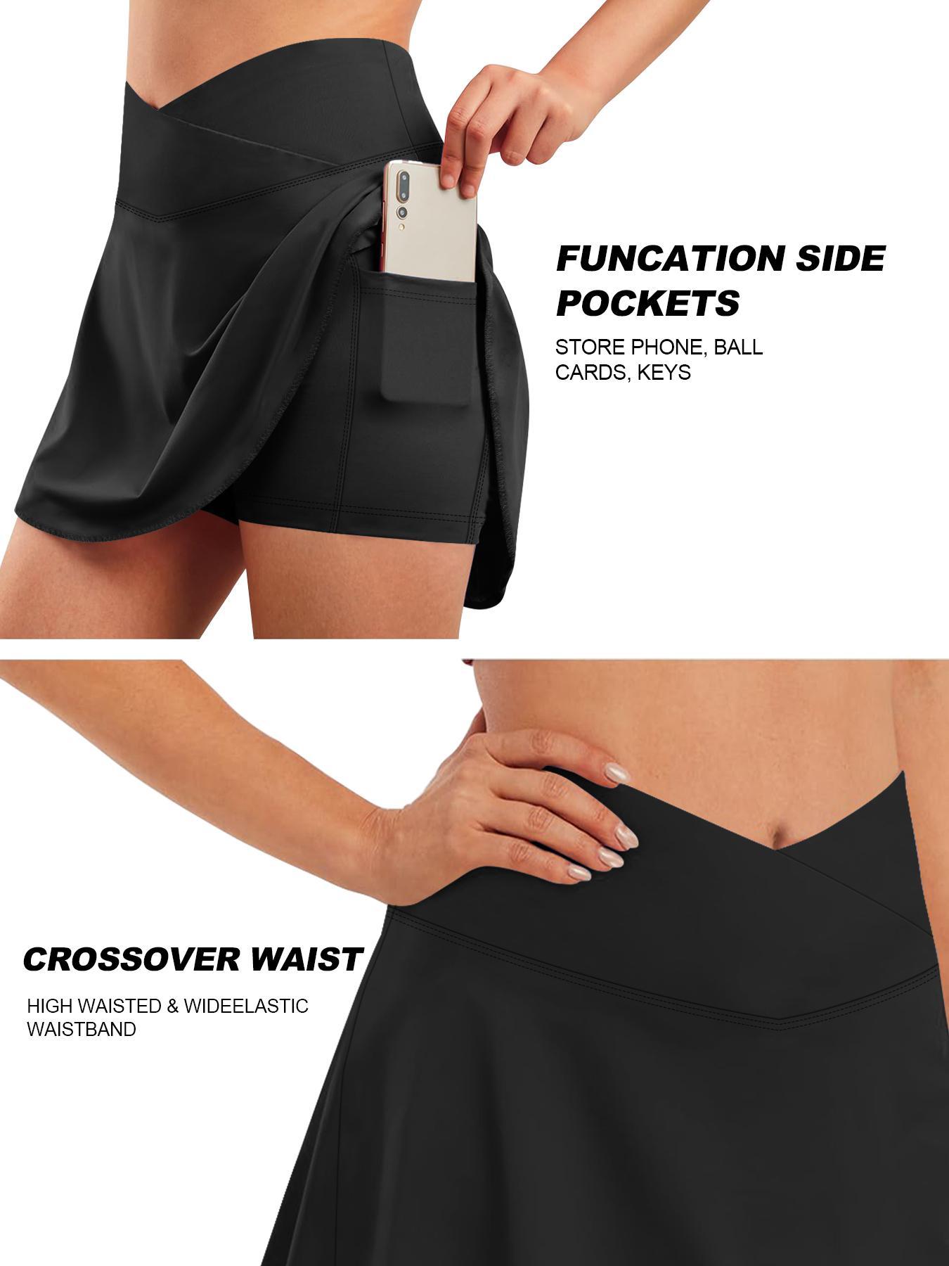 【Plus Size】 Solid Pocket Pantskirt, Casual High Waist for Women, Casual Sporty Skorts, Women's Bottoms for Summer