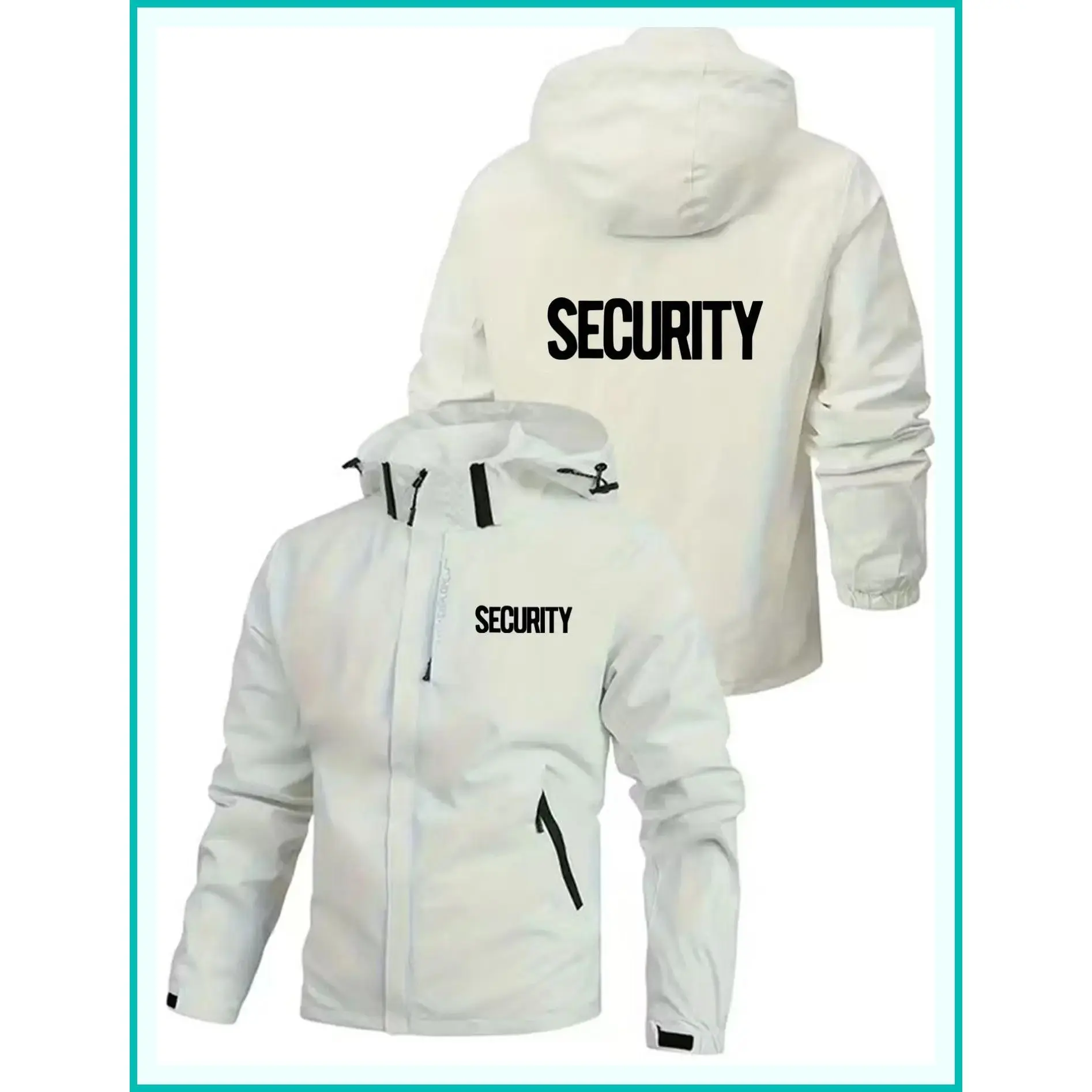 Security Hooded Jacket, Geometric Coats, Windproof Waterproof Workwear, Outdoor Tactical Clothing, Durable All-Weather Design, Long Sleeve OuterwearGift.