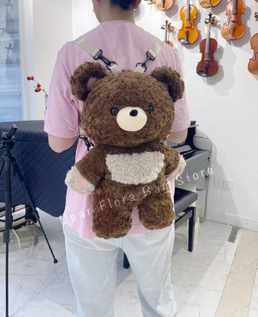 New Cute Plush Brown Bear Backpack Kawaii Soft Animal Knapsack High Quality Lolita Furry Shoulder Bag Fashion Girl Birthday Gift
