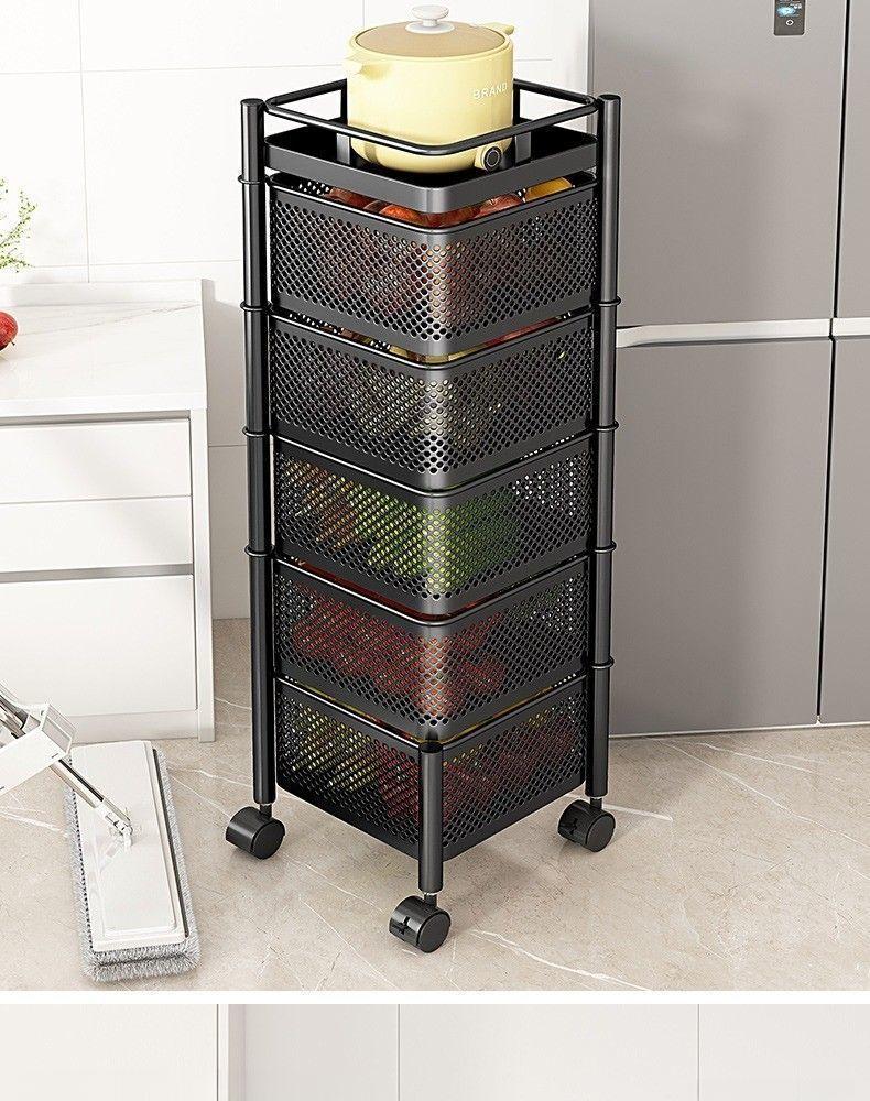 Rotatable multi-layer floor-standing bedroom cart, kitchen storage rack, multifunctional household snack rack, bedside rack