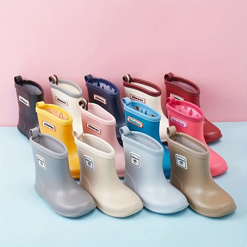 Kids All-Season Premium PVC Rain Boots, Slip-On Elastic Ankle Short Booties With Non-Skid Soles, Easy To Clean Soft Children Footwear, Perfect For Outdoor Activities, Beach Trips And Muddy Scenarios For Toddlers And Little Kids