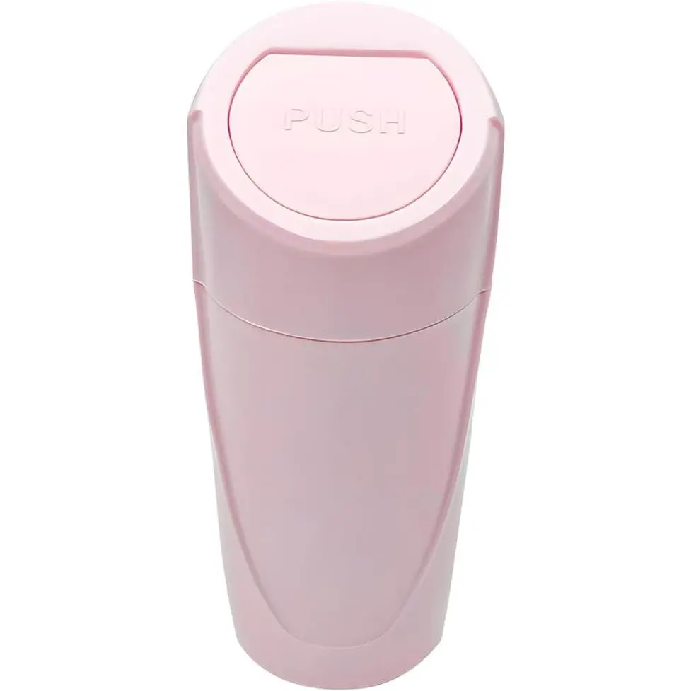 Trash Can Bin with Lid, Leakproof Mini Cup Holder Garbage Bin Portable Storage Container, Multipurpose Cup Type Dustbin Interior Organizer for   Office ()