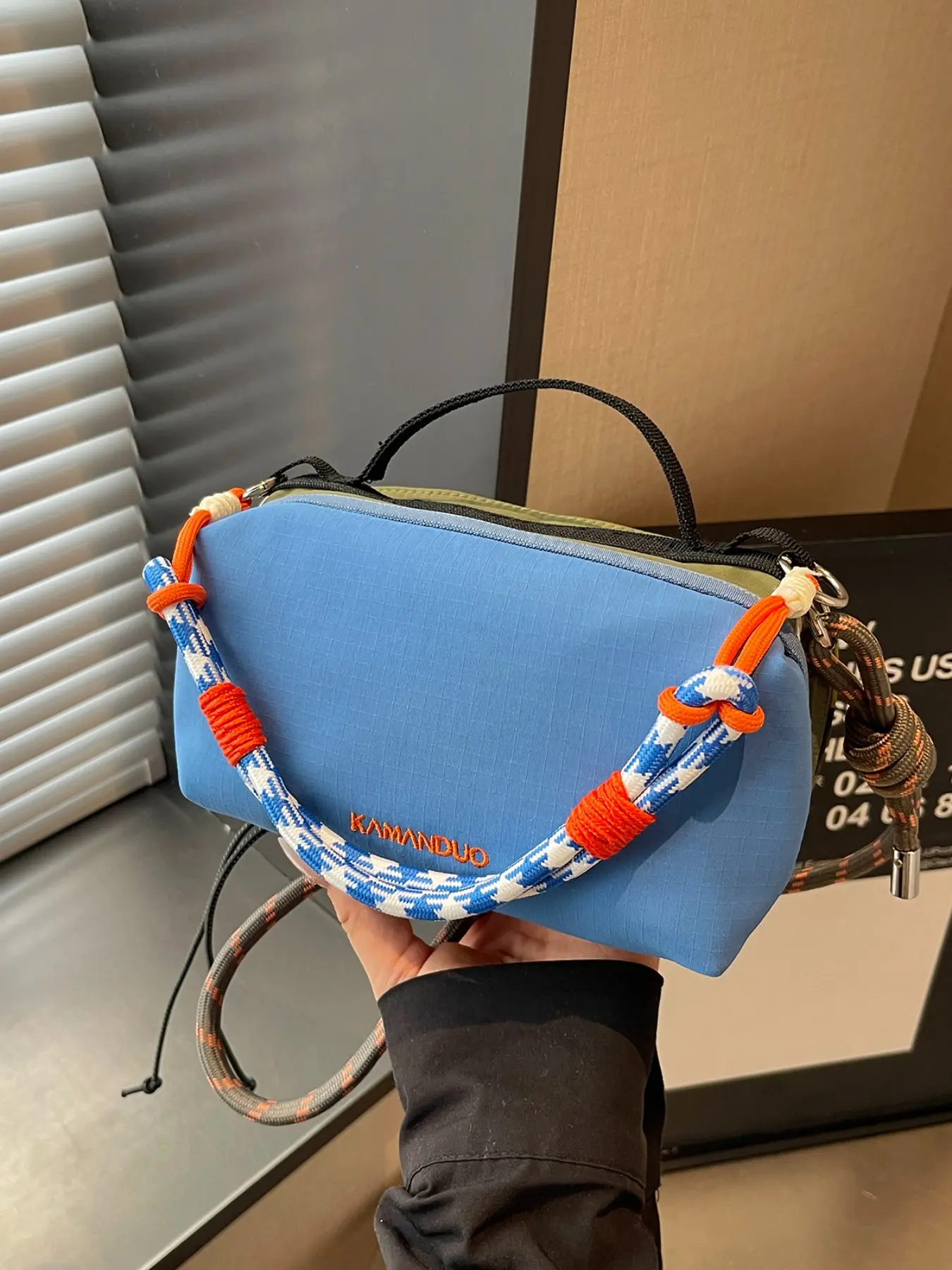 Colorblock Plaid Nylon Mini Crossbody Bag, Lightweight Waterproof, Durable, Adjustable Camo Strap, Multiple Pockets, Unisex, Outdoor & Casual
