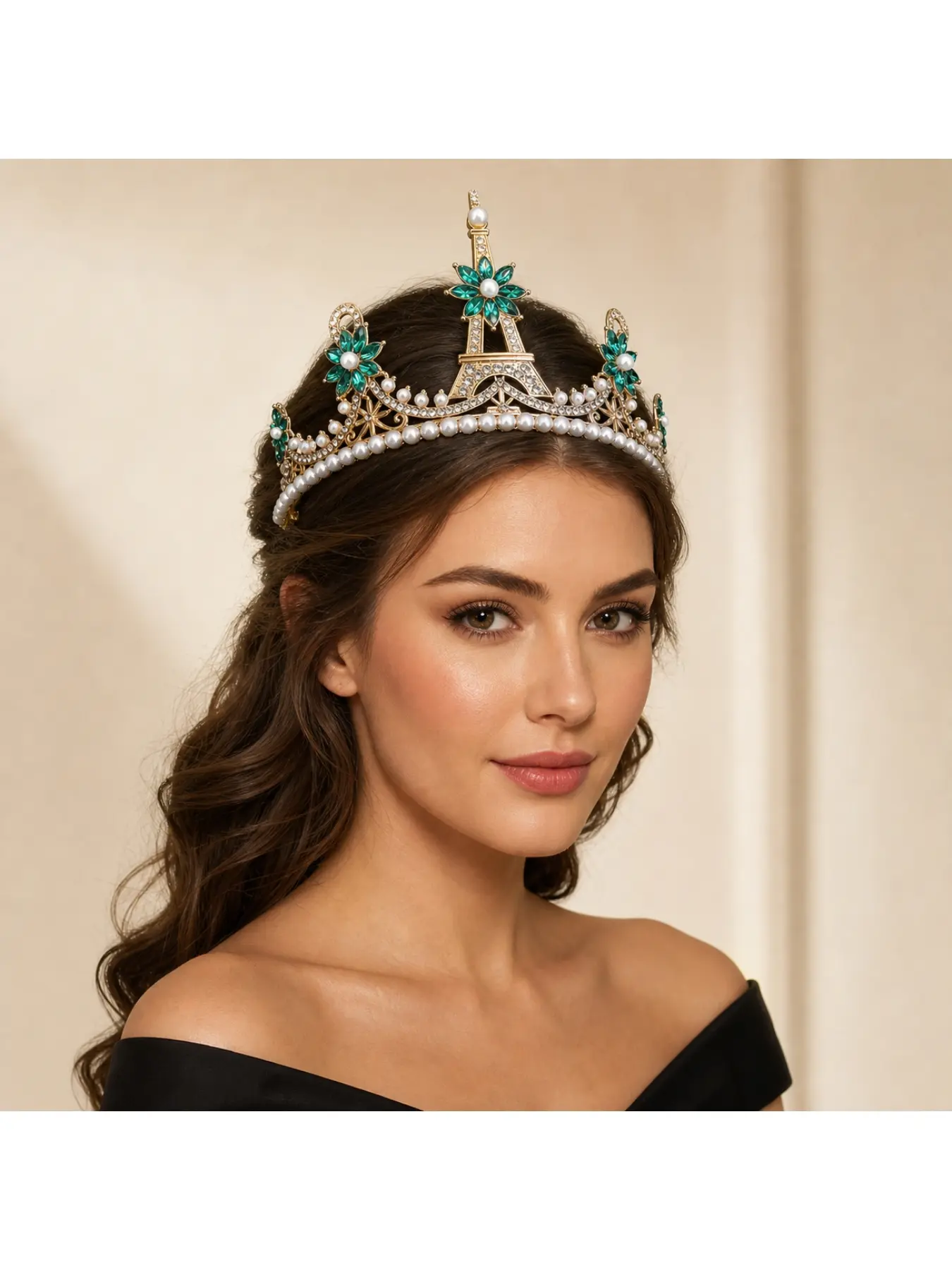 Cross-border European and American Feng Shui Crystal Crown Bride Wedding Party Headwear Hair Band Exquisite Crown