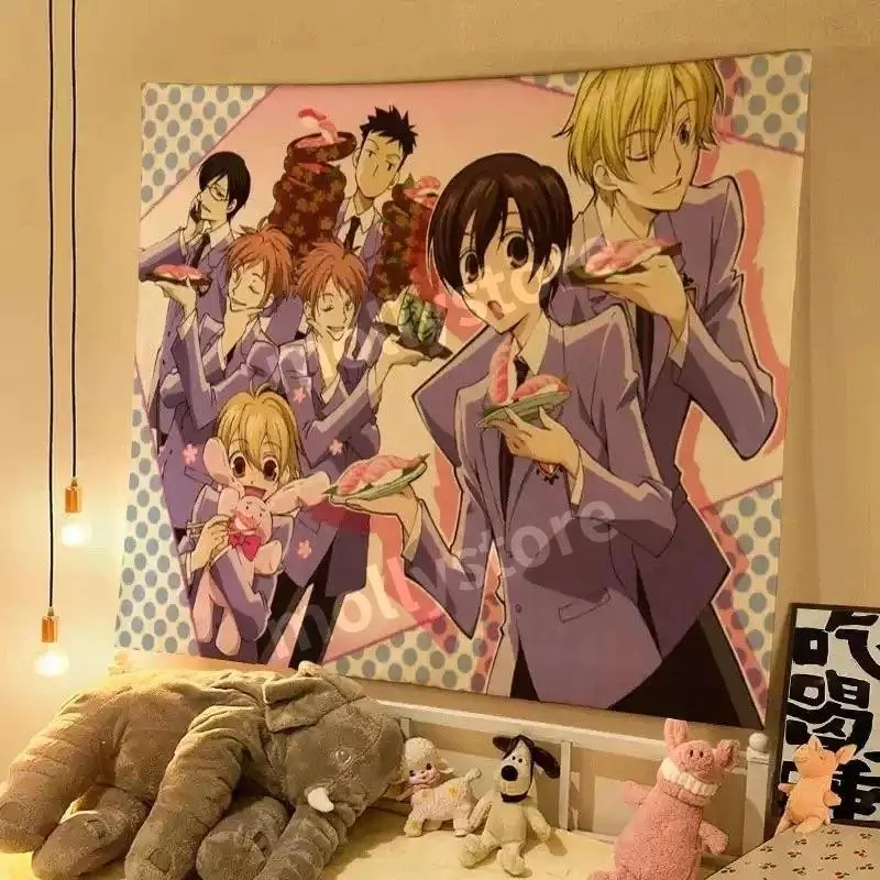 Ouran High School Host Club Anime Synthetic Tapestry, Wrinkle-Resistant Polyester Wall Hanging, Vintage Manga Decor for Bedroom (All Seasons, Anniversary/Birthday Gift, Photo Backdrop)