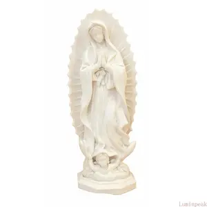 Elegant Virgin Mary of Guadalupe Figurine, Classic White Resin Statue with Delicate Craftsmanship, Religious Decoration for Home Altar or Living Room, Spiritual Gift
