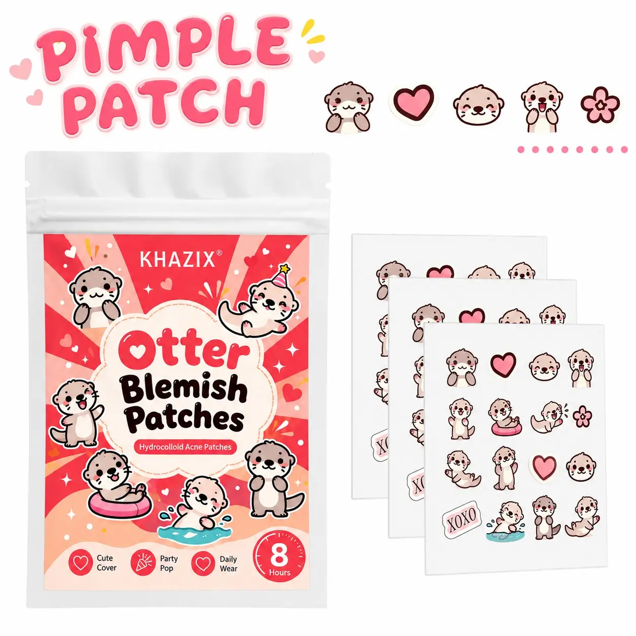 Cute Beaver Hydrogel Acne Patches, 48/128/160pcs, Decorative Face Covers for Women and Teens, Ideal for Parties, Travel, Daily Skincare