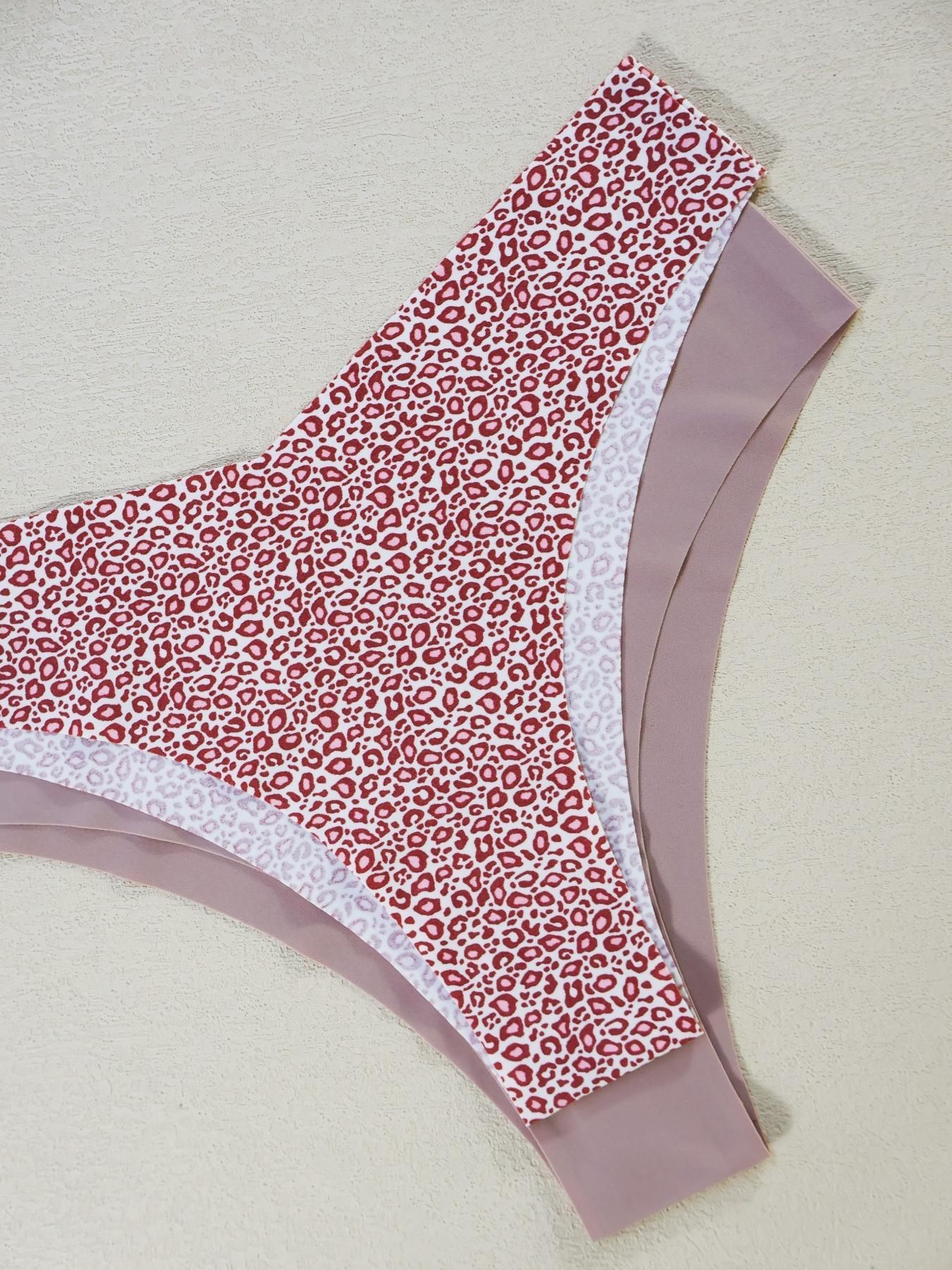 Women's Floral Heart Leopard Print Underwear Set, 3/4/6/7/8/10/12 Pieces, Casual Fitted Design, All Seasons Comfortable Panties