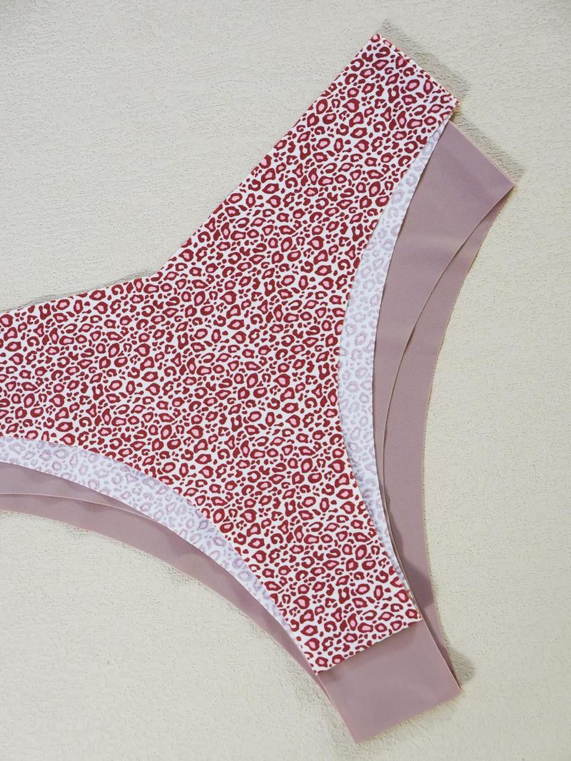 Women's Floral Heart Leopard Print Underwear Set, 3/4/6/7/8/10/12 Pieces, Casual Fitted Design, All Seasons Comfortable Panties