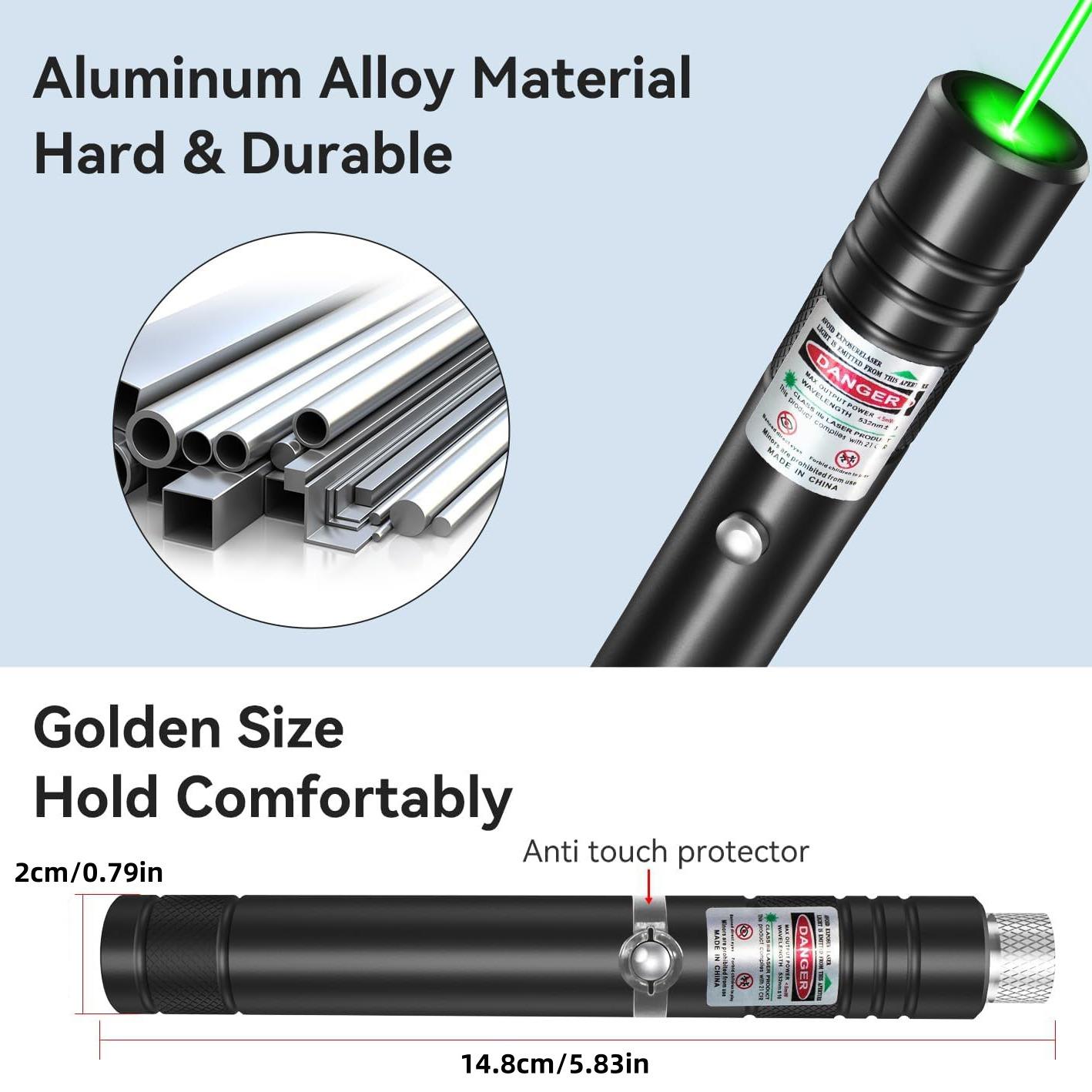 USB Rechargeable Pet Laser Toy, Low Power Safe Design, Interactive Wall Projection, Indoor Outdoor Use, Includes & Lasers, Laser Pointer 2 pack