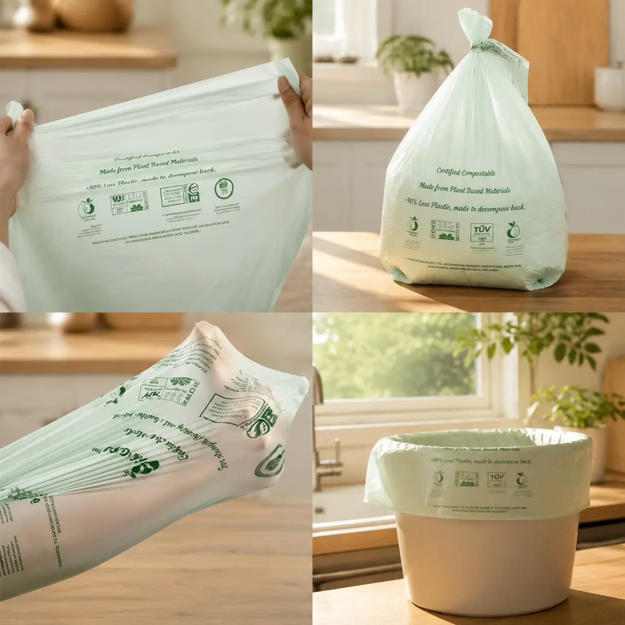 OrangeBio Certified Home Compostable Shopping Bags, 200ct, 12"x 6" x 20" Extra Thick, Hold 20 lbs, Thank You/Grocery/Take Out/T-Shirt/To-Go Bags for Retail, Grocery Store(Gift)