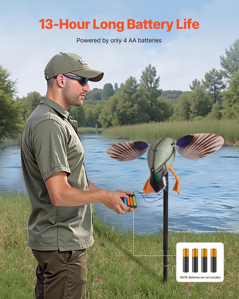 VEVOR Spinning Wing Motion Duck Decoys, Outdoor Teal Decoys for Hunting, Floating Duck for Pool, Pond, and Lake, Realistic Plastic Duck Hunting Decoy, Garden Yard Decoration, Easy to Carry, 1-Pack