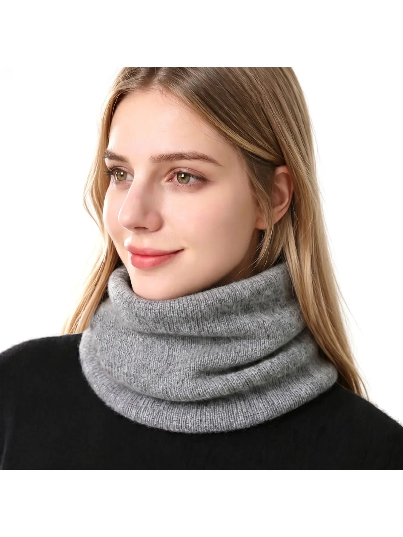 Knitted neck warmer new style for men and women, autumn and winter cycling pull-over windproof cold-resistant fleece-lined thickened wool warm neck gaiter