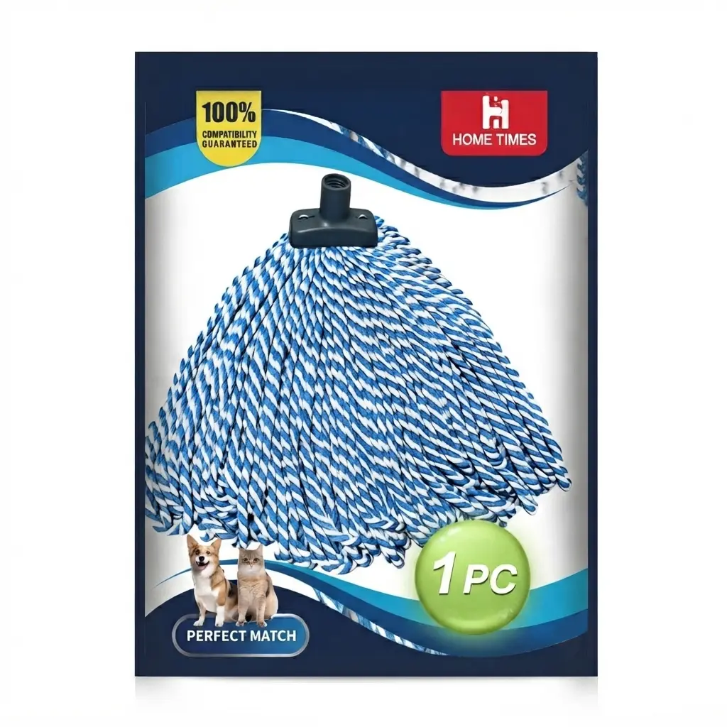 Microfiber Screw-On Mop Head Replacement, Fits German & American Standard Threaded Handles, Machine Washable Wet Mop Refill for Residential & Commercial Floor Cleaning, Tile, Hardwood & Vinyl,1 Pack, Microfiber Mop Heads