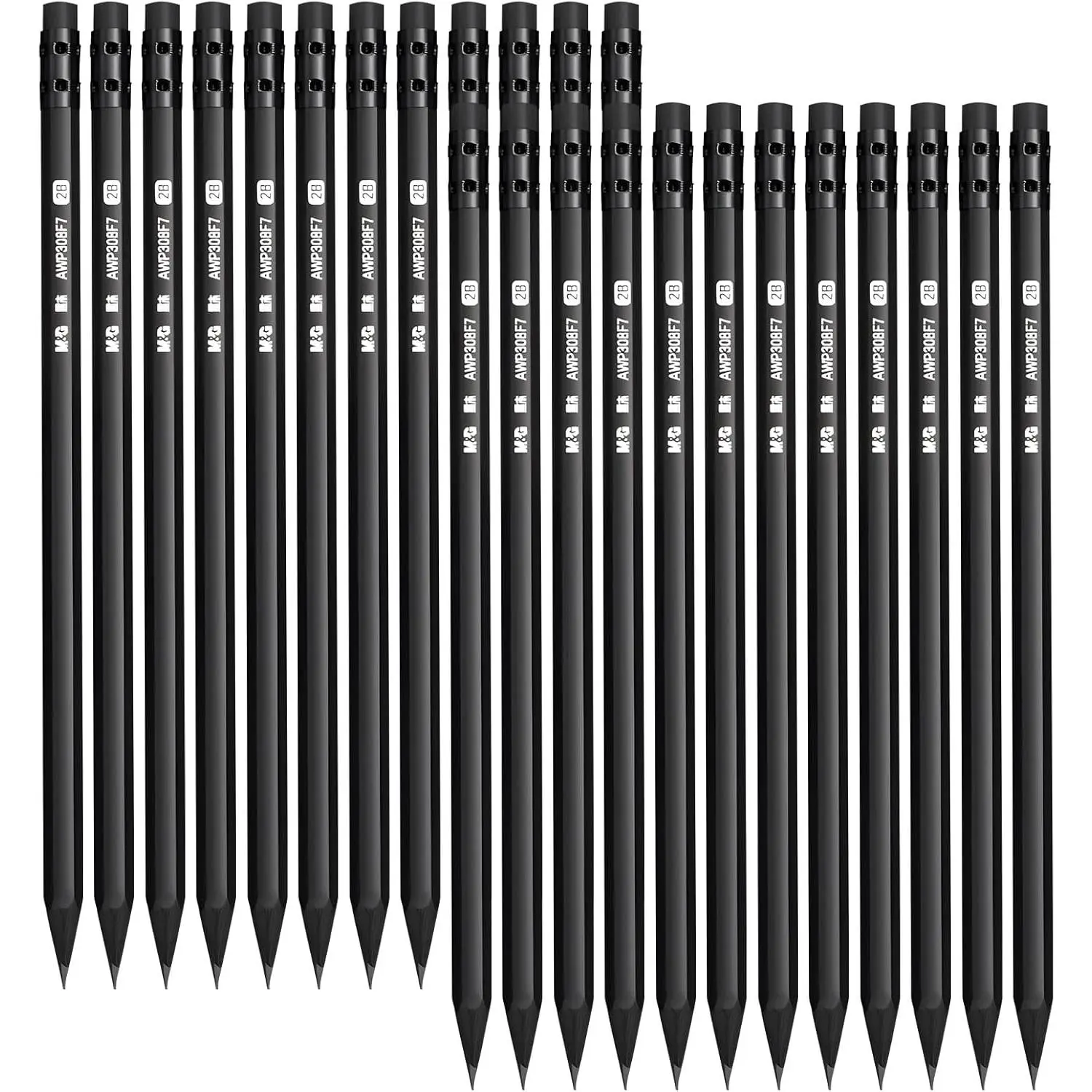 -Cased 2B Pencils, 24 Pack Pre-Sharpened Pencils with Top Erasers, Bulk Black Pencils for School Teacher Supplies, Writing, Drawing and Sketching