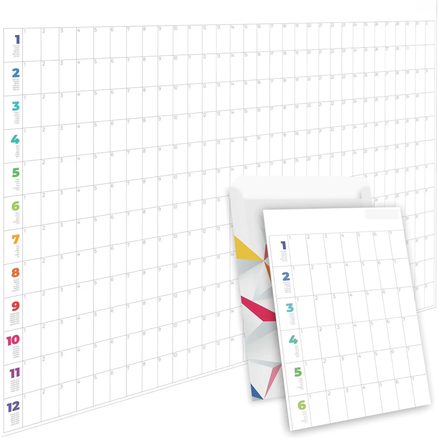 ® Undated Annual Wall Planner. Customisable. Boost Family, Study & Work Organisation! Large Calendar Poster.