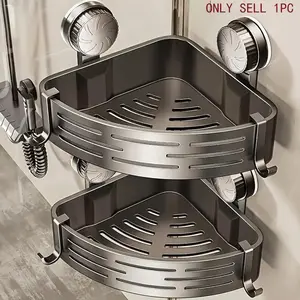 1/2 Pack Suction Cup Triangle Bathroom Corner Wall Mount Rack, No Drilling Plastic Storage Shelf, for Sink Toilet, Bathroom Organizer Decor, Bathroom Organization