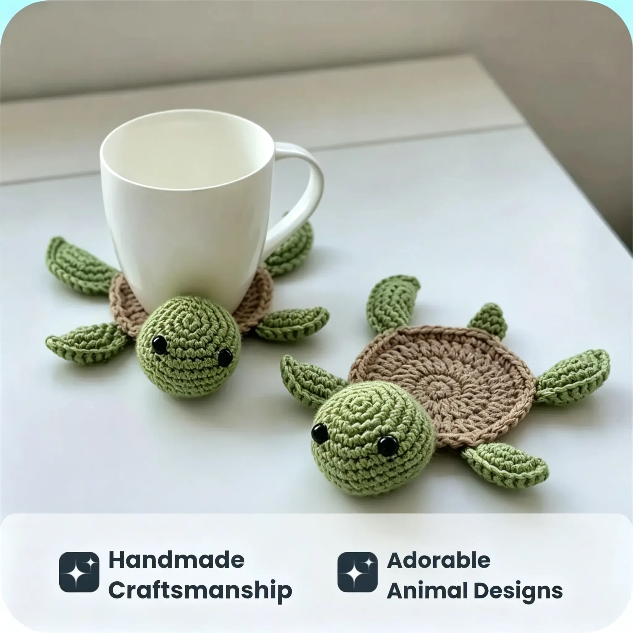 Cute Animal Design Tea Coaster, 1 Count Handmade Crochet Insulated Table Protector, Summer for Gift Decorative Coaster