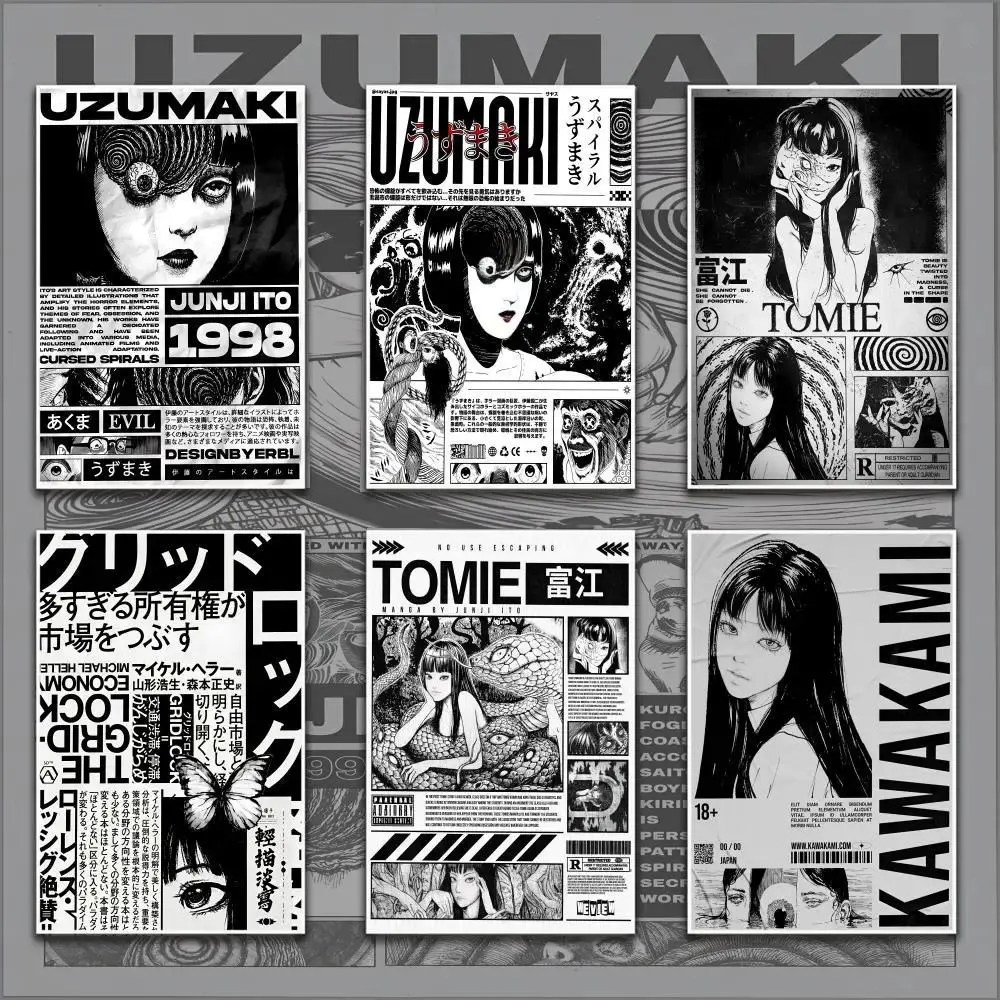 T-Tomie J-junji Ito Poster Home Living Bed Room Bar Hallway Sticky Wall Art Printing Aesthetic Decor
