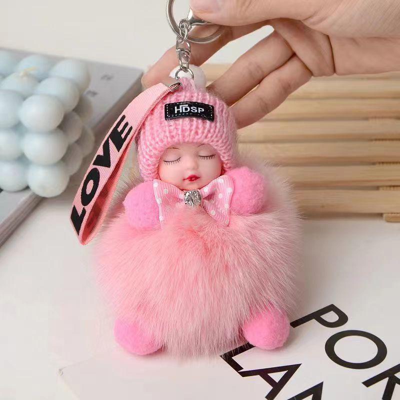 Cute 3-Piece Pom-Pom Plush Set, Sleeping Doll Keychains, Baby Car & Bag Pendant Ornaments Cute 3-Piece Pom-Pom Plush Set, Sleeping Doll Keychains, Baby Car & Bag Pendant Ornaments