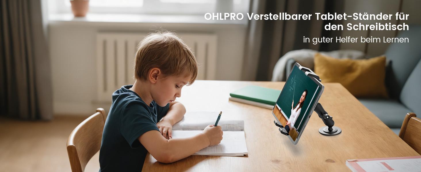 OHLPRO Tablet Wall Mount, iPad Holder Wall with Adhesive Base 360° Rotatable Tablet Holder No Drill Mobile Phone Wall Mount for 5-13 Inch iPad Galaxy Tab eReader Smartphone Universal Car Windscreen