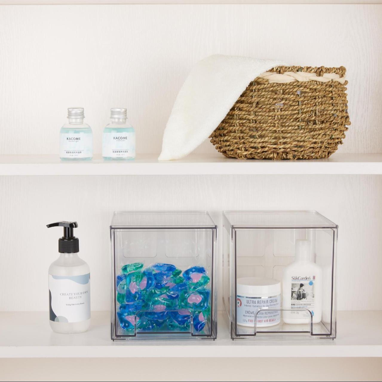 Clear Makeup Storage Box, Dustproof Stackable Makeup Organizer, Multi-layer Cosmetic Storage Box, Home Organizer for Bathroom, Kitchen, Bedroom