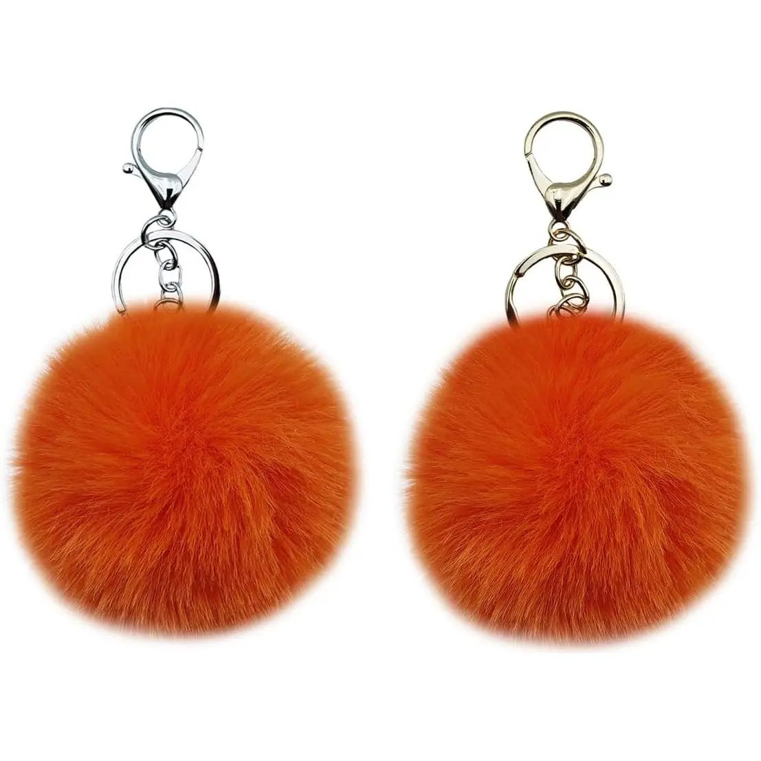 2PCS Faux Rabbit Fur Ball Pom Pom Keychains, PVC Decorative Furry Ball Accessories for Car Key Rings, Handbag Pendants