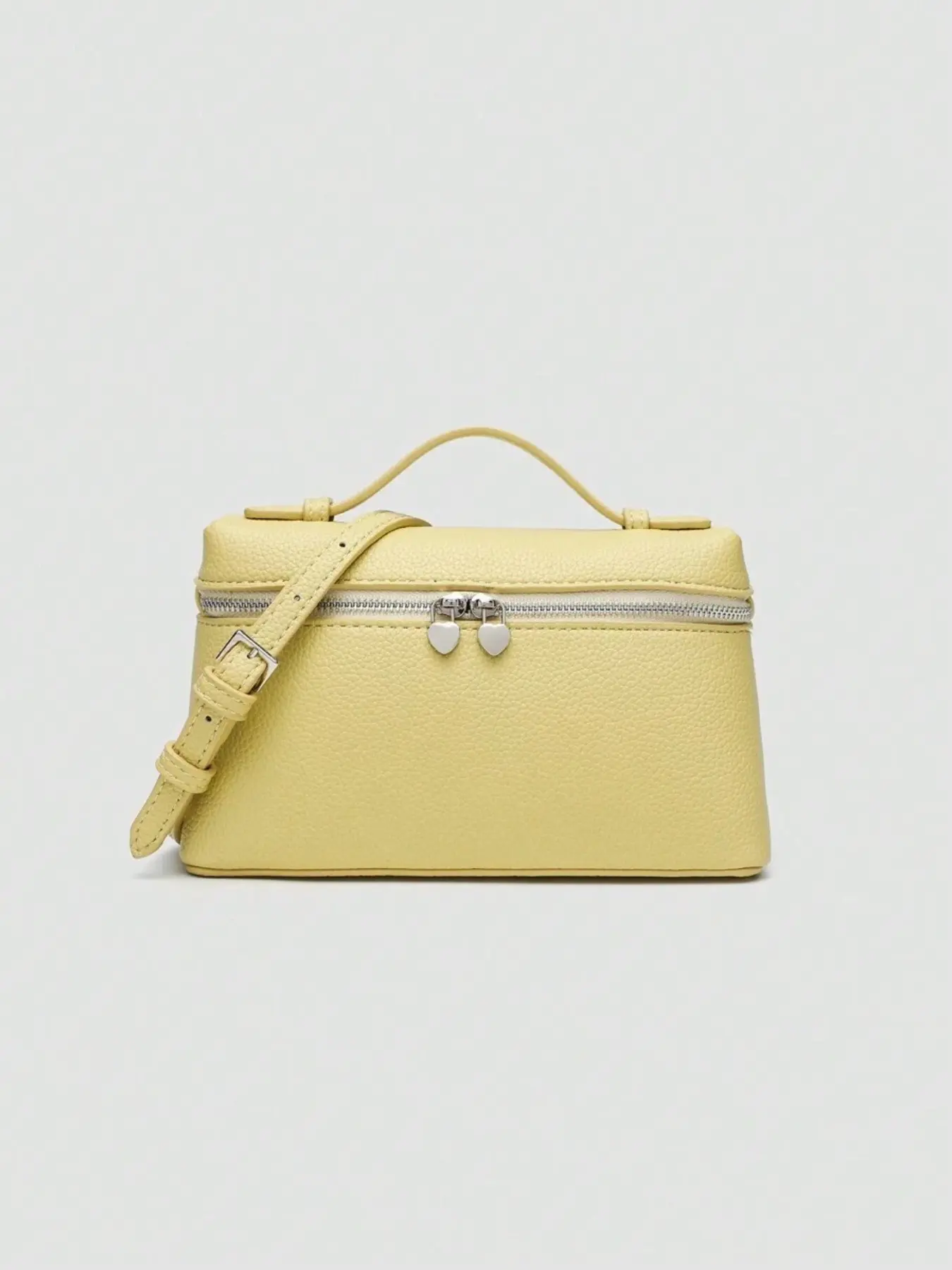 Litchi Texture Small Square Bag for Women, 2026 New Heart Zipper Handbag, Versatile Shoulder Crossbody Makeup Box Bag
