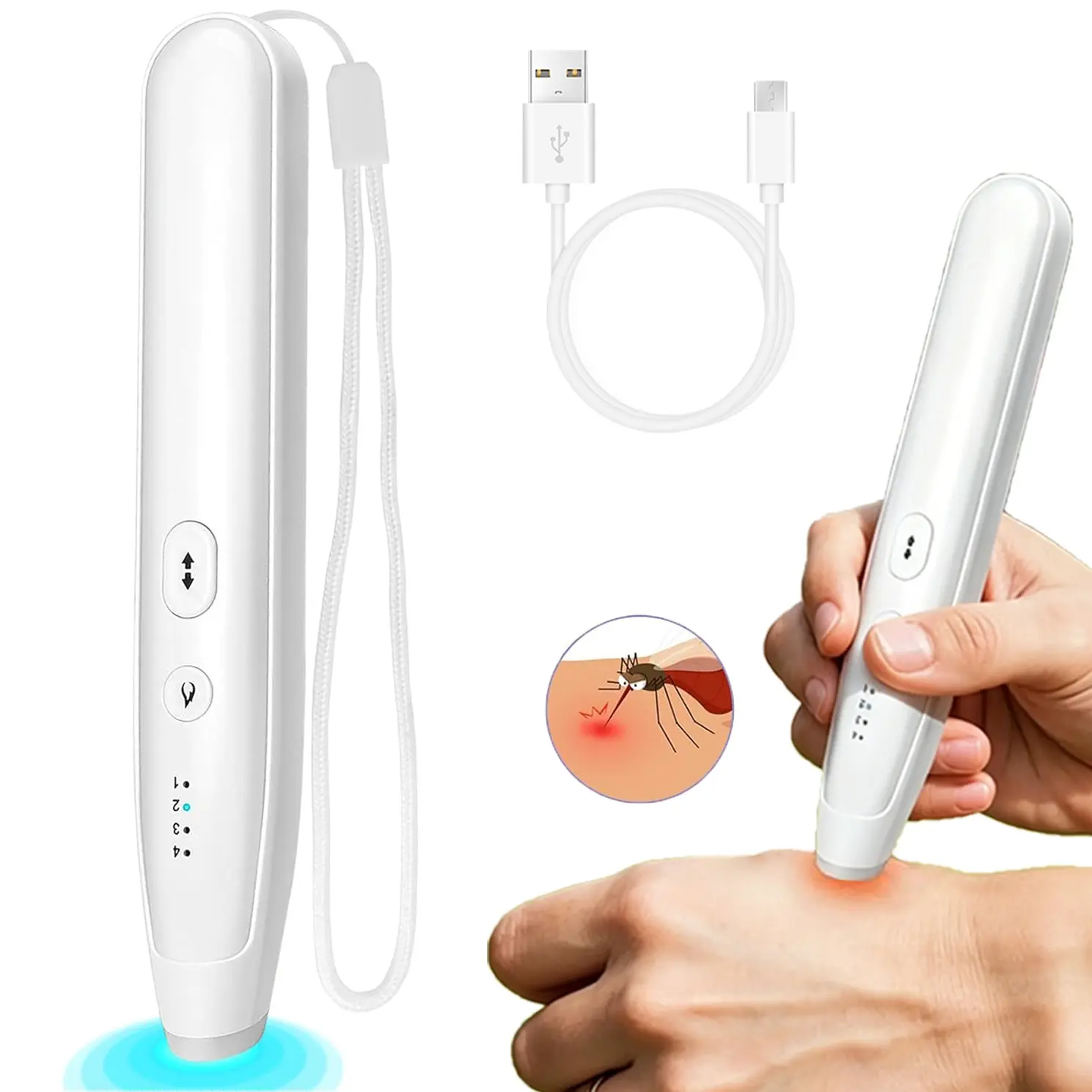 Electric Insect Bite Care Device for Insect Stings and Bites, 4-Level Temperature Adjustment​, Rechargeable pen for Camping Travel Outdoor
